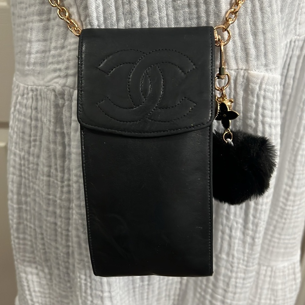 Chanel CC Calfskin Black Leather Multi Pouch